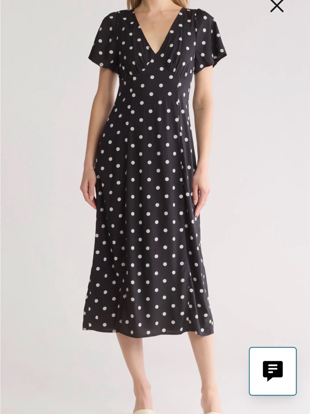 Madewell Black and White Polka Dot V-Neck Midi Dress Size 2